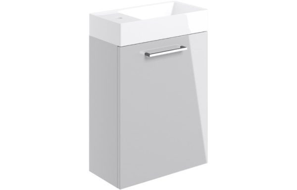 FARO WALL HUNG 1 DOOR WALL WITH 1 TAPHOLE BASIN - GLOSS GREY
